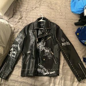 BoohooMAN leather jacket vintage style